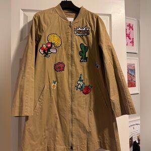 MANGO Trench coat with patches & bomber collar
